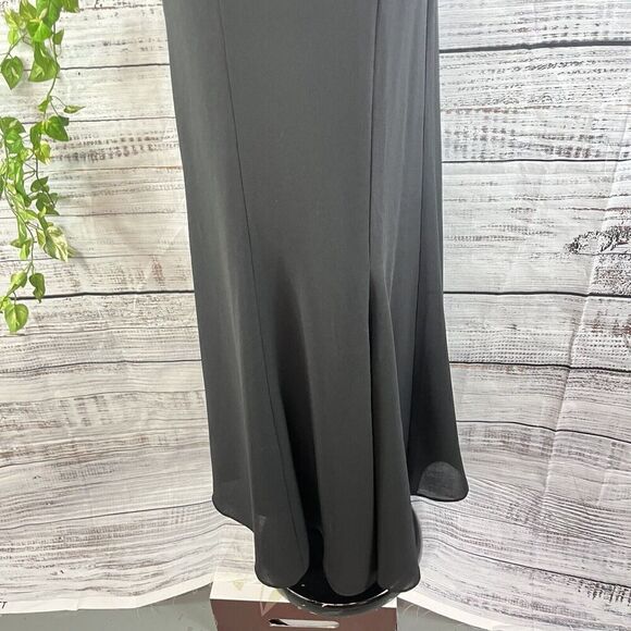 Allison Morgan Skirt sz 8 Black Crepe Long A Line Evening Wedding Church Modest - Picture 11 of 14